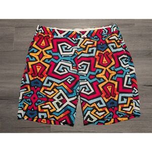 HRESKI Men's Multicolor Abstract Print Stretch Performance Golf Shorts 36x8